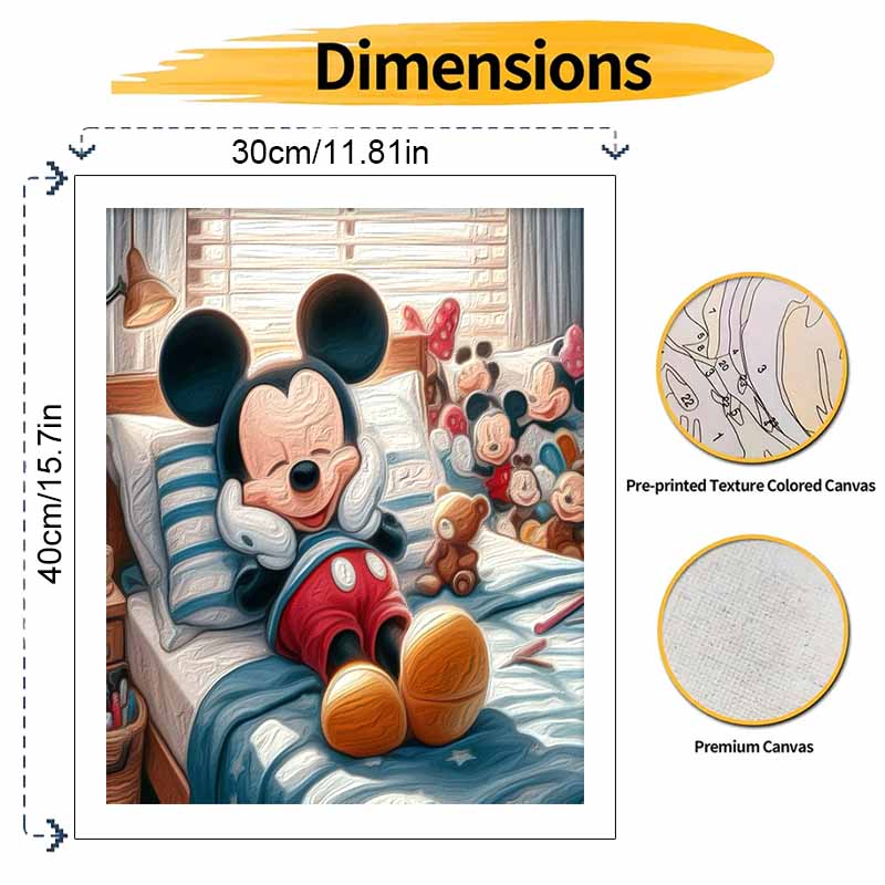 Disney Mickey Mouse sleep art painting kit handmade diy gift home decoration, cozy bedroom wall decor for relaxing vibes artistic craft