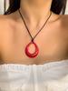 1pc Teardrop Geometric Acrylic Pendant On Leather Cord Necklace