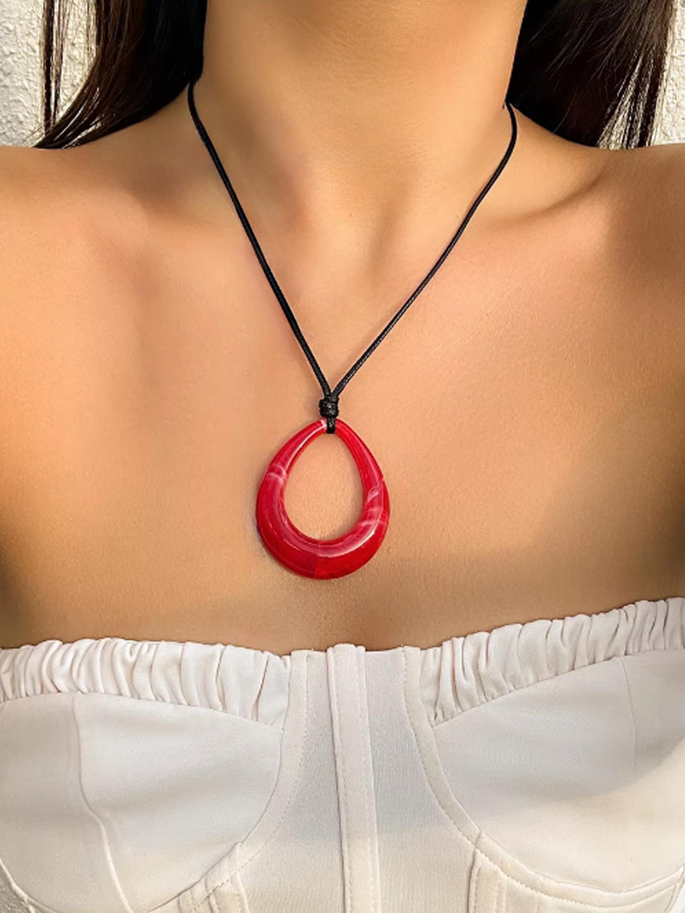 

1 шт. Акриловая подвеска геометрической формы «капля» на кожаном шнурке коричневый