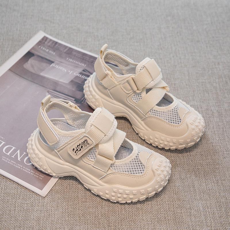 

Girls sports sandals 2025 summer new baotou children older children girls single net soft sole summer shoes non-slip 36 бежевый