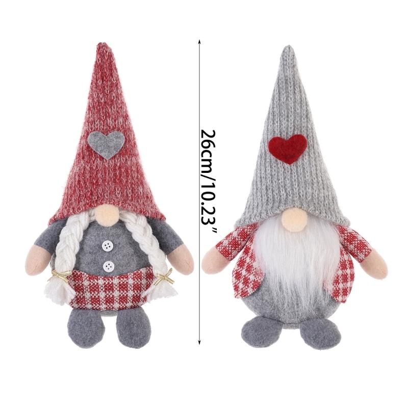 Valentines Day Gnomes Decoration Heart Standing Tomtes for Spring Summer Tiered Tray Ornaments Home Garden Kitchen Gift