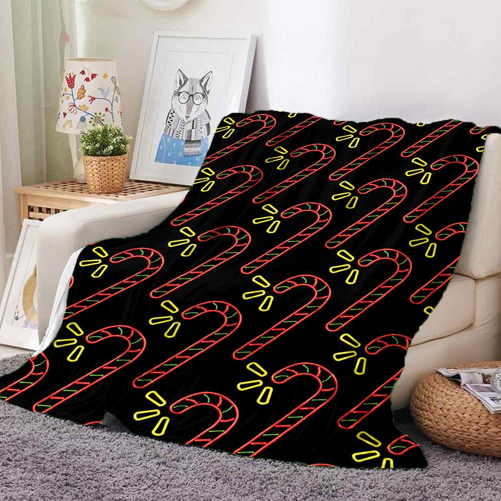 1pc Candy Cane Pattern Blanket Warm, Cozy, And Soft, Suitable for Sofas, Beds, Cars, And Office Use.Perfect for Camping And Travel, Making It a Great