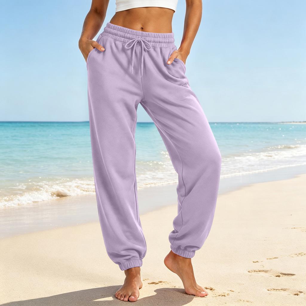 Pantalones Jogger Casuales para Mujer con Bolsillos, Color Pantalones Sueltos con Puños