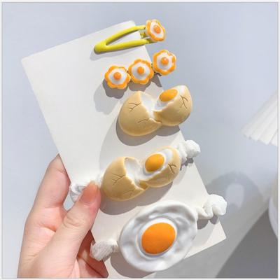 Poached Egg Fried Egg Egg Bb Clip Hairpin Bangs Clip Hairpin Rope Ring Hair Accessories Broken Hair Personality Trend