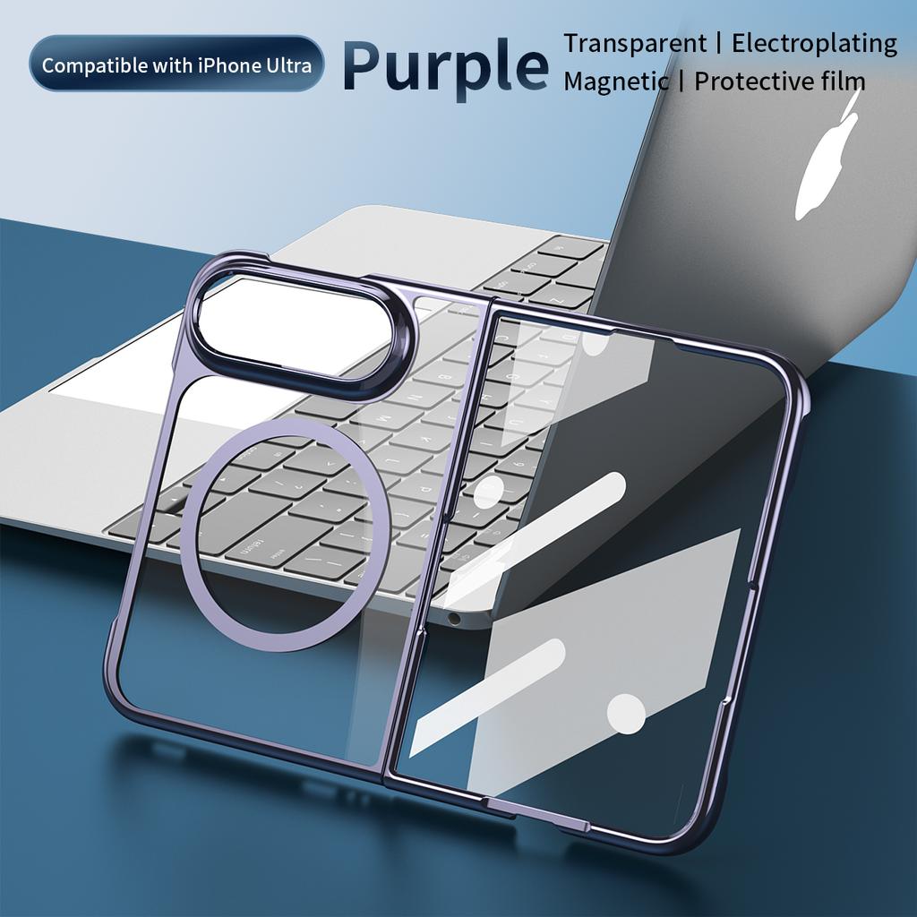 Luxury Electroplating Transparent Magnetic Phone Case for IPhone 18 Ultra 18 Fold for Magsafe Wireless Charge Shockproof Cover