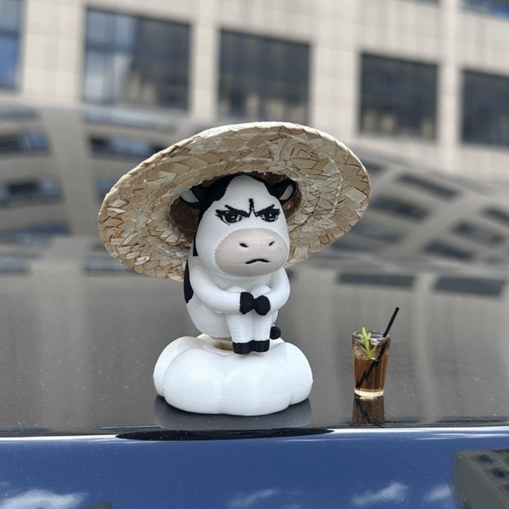 Cute Grass Cow Figure Ugly-cute Car Ornament Emo Center Console Decoration  Center Console