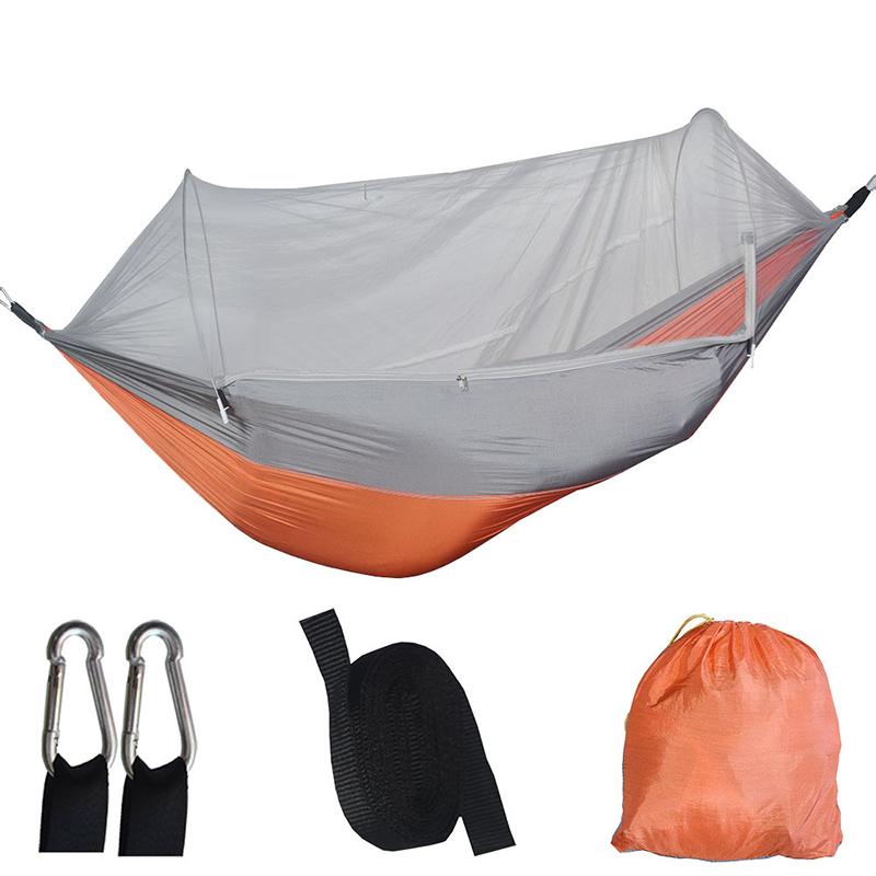 Outdoor Camping Hammock With Mosquito Net Lightweight Hanging Hammocks High Strength Parachute Fabric Hanging Bed Net