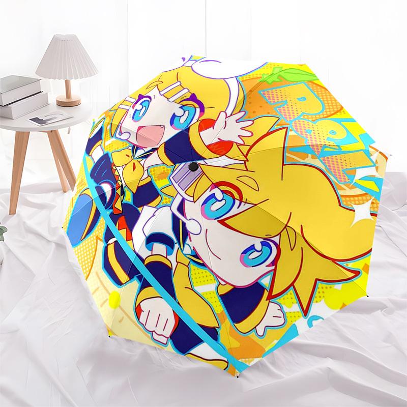 1pc Rainbow Chibi Characters Outdoor Umbrella - Automatic Opening/Closing, Portable 3-Fold Design, 8-Bone Iron Frame, Perfect Gift for Fans, Trav