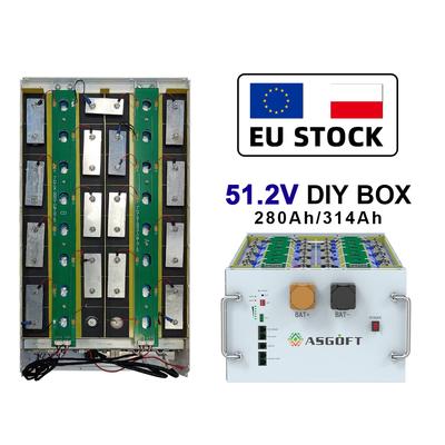 DIY Split 51.2V 314Ah 16kWh LiFePO4 Bateriový Box s BMS Deskou CAN pro Domácí Úložiště Energie Montovatelný do Racku