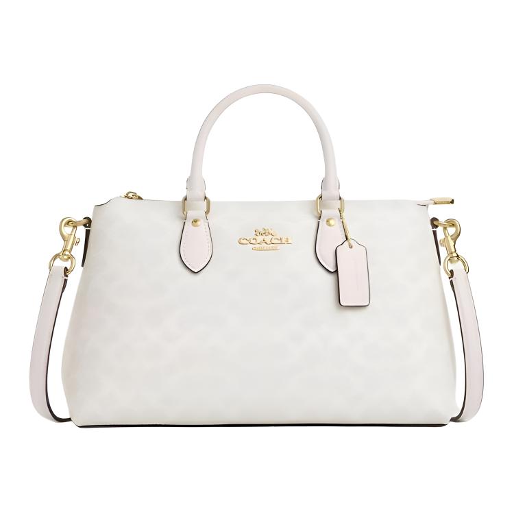 

Coach Georgia 32 Detachable Shoulder Strap Coated Canvas Shoulder Tote Bag Large Women handbags Chalk-White CW422-IMXU5 Gift Box Set (Basic Set+Yellow Box)