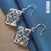 925 Srebro Sterling Kwadratowe Geometryczne Wisiorki Piercing Kolczyki Modna Biżuteria Ślubna