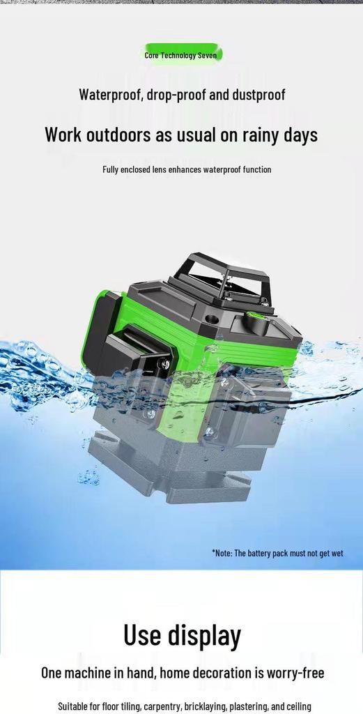 12-Line Green Laser Level: High-Precision, Strong Light, Automatic Wall/Floor-Sticking Instrument