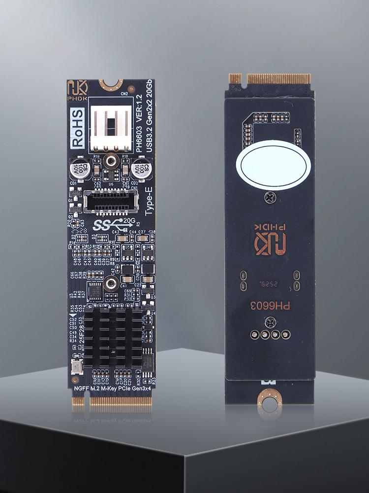 M.2 NVME MKEY To USB3.2 Adapter 20Gbps High Speed M2 M Key PCIe To USB3.2 Front Panel Expansion Card ASM3242 Chipset for PC