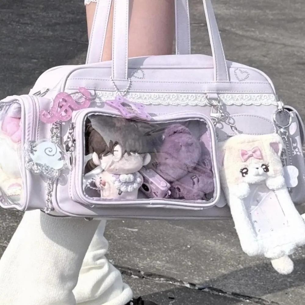Schoolbag Women's Y2k New Concert Ita Bag Jk Large Capacity Shoulder Bag Cute Girl Transparent Backpack Exhibition Diy Badge Display Crossbody Bag