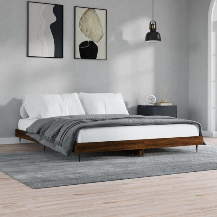 VidaXL Cadre de lit chêne marron 200x200 cm bois d'ingénierie 832220