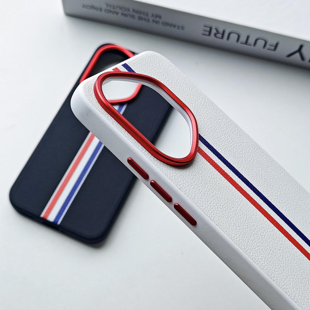 New Trendy Plain Leather Striped Case for Honor 400 Honor 400 Pro Three-color Vertical Stripe Matte Leather Phone Case