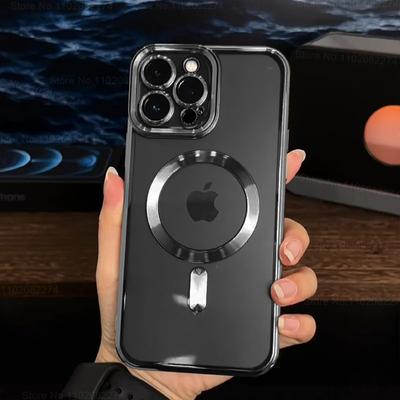 Luxusbeschichtung für kabelloses Magsafe-Ladegehäuse für iPhone 15 14 Plus 13 12 11 Pro Max, klare, weichmagnetische Silikon-Telefonabdeckung