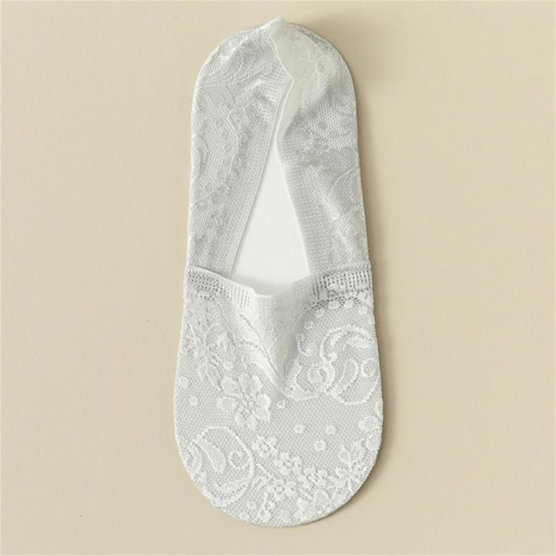 No Show Socks Women for Flats Invisible Hiddens Socks Lace Low Cut Liner Socks with Antis Slip Strips Cotton Bottom Socks