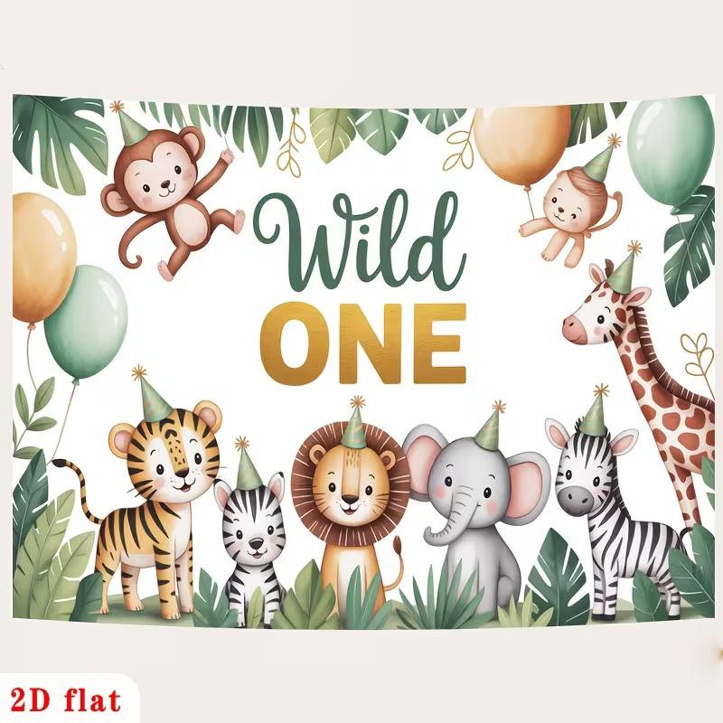 2D Wild One First Birthday Backdrop Woodland Animal Photoshoot Background