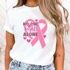 Interesting No One Fights Alone Letter Printed Tshirt for Women Casual Short Sleeved Summer Versatile Top for Daily Use