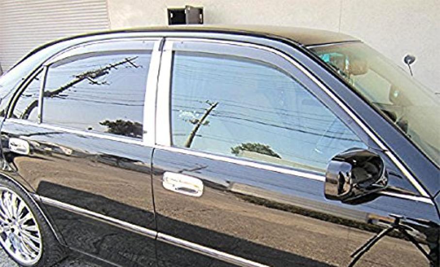 BRIGHTZ Stainless Steel Plated Pillar Panels with Visor Attachment for Toyota Crown Majesta Fits and Crown Majesta Ultra-Mirror (171, 173, 175, 177)