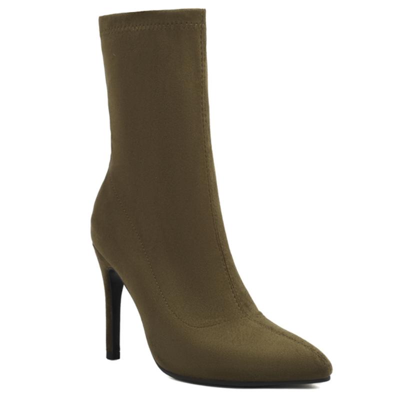 

Модные элегантные ботильоны для женщин, черные, бежевые, из искусственной замши, короткие ботинки, новинка 2024 года, зима-осень, туфли на высоком каблуке для вечеринок, большой размер 45 39 зелёный