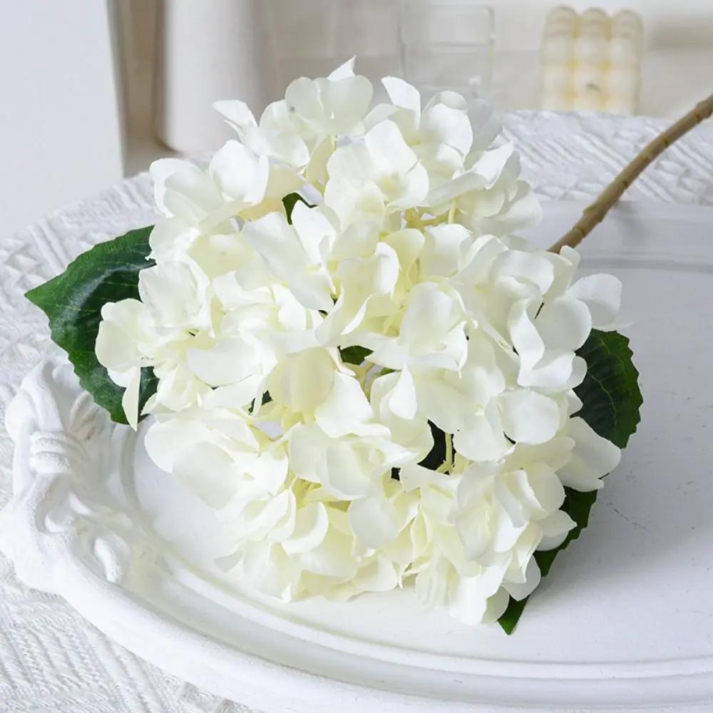 Wedding Garden 45CM Artificial Hydrangea Blue Realistic Fake Silk Flowers Colorful Home Decor