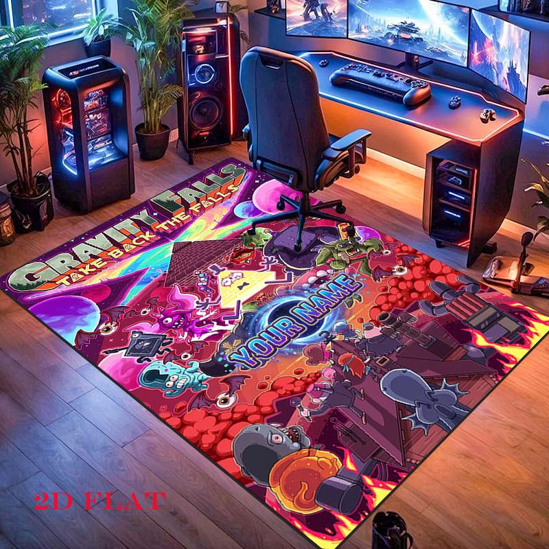 Benutzerdefinierter Gravity Falls Teppich für Wohnzimmer, Schlafzimmer, Zuhause, Sofadekoration, rutschfeste Bodenmatte für Kinder zum Spielen