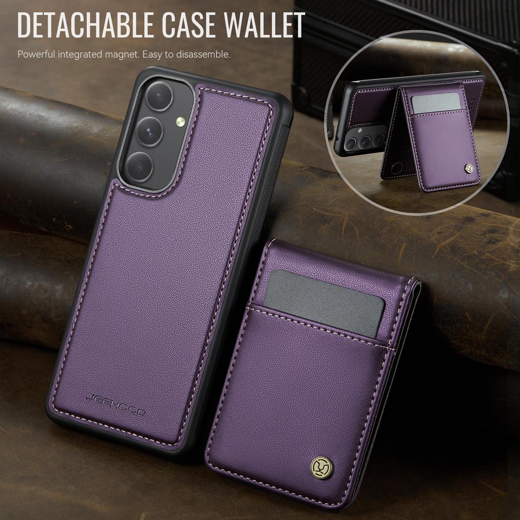 For Samsung Galaxy A54 5G Leather Back Cover Compatible with MagSafe JEEHOOD J06 Phone Case with Card Bag RFID Blocking