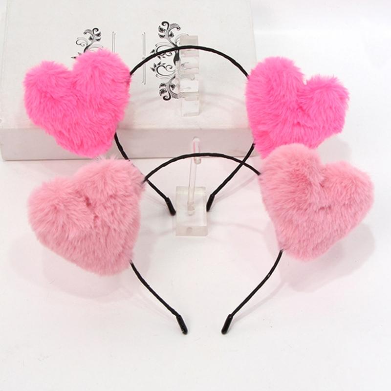 Love Heart Headband Plush Hairband Female Hairhoop Festival Gathering Headpiece Valentine Love Hairband Hair Decors