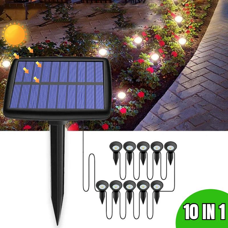 Solar Garden Spotlight 10 IN 1 Outdoor Solar Pathway Light Waterproof Security Landscape Light for Tree Patio Driveway Decor