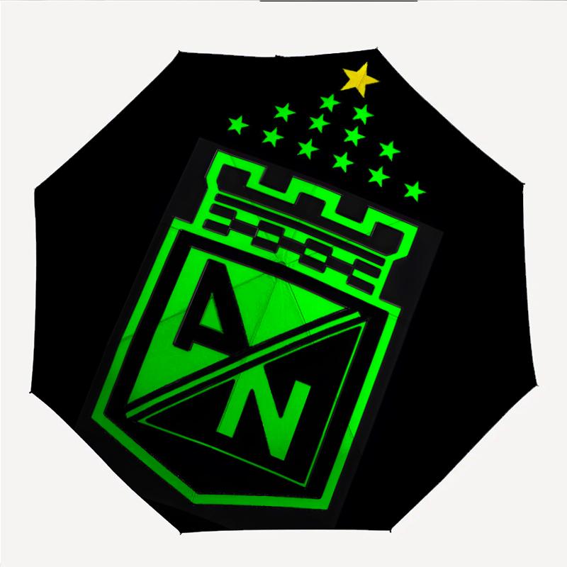 Atletico Nacional Fashionable Automatic Opening/Closing Folding Umbrella. Portable and Foldable, Ideal for Gift, Travel, and Daily Use.