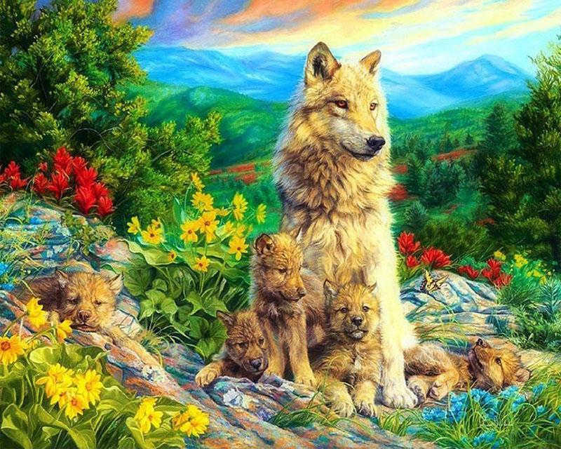 5D DIY Diamond Painting Animal Wolf Full Square/Round Diamond Embroidery Cross Stitch Mosaic Handmade Gift