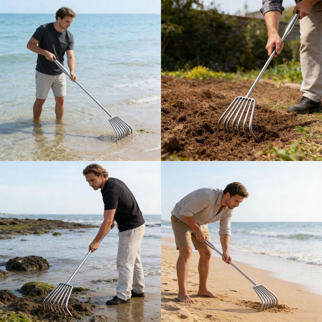 Premium 7 Tooth Garden Implement For Efficient Planting And Beach Exploration M4YD CN