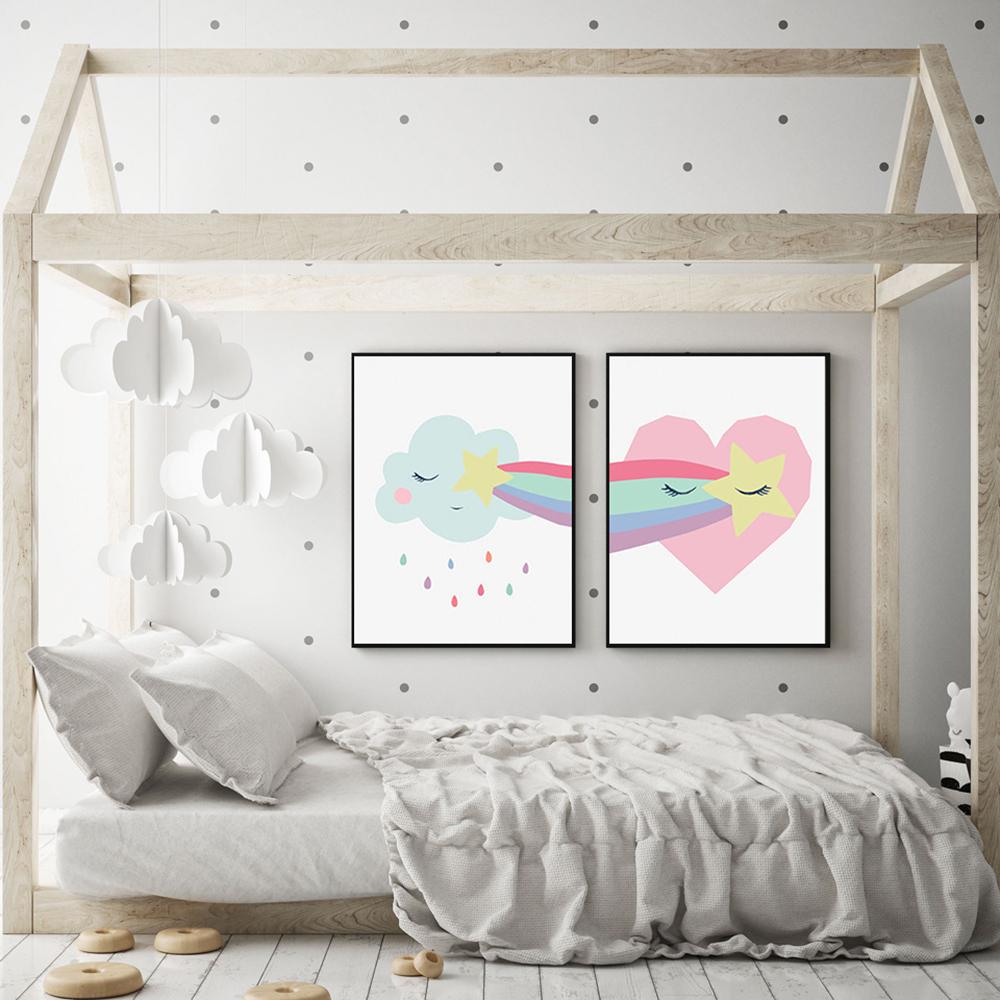 Plakat You Make Me Smile i Malarstwo Tęczy i Nadruki Gwiazd Dziecięce Plakaty Boho Nordyckie Obrazy Ścienne Do Dekoracji Pokoju Dziecięcego