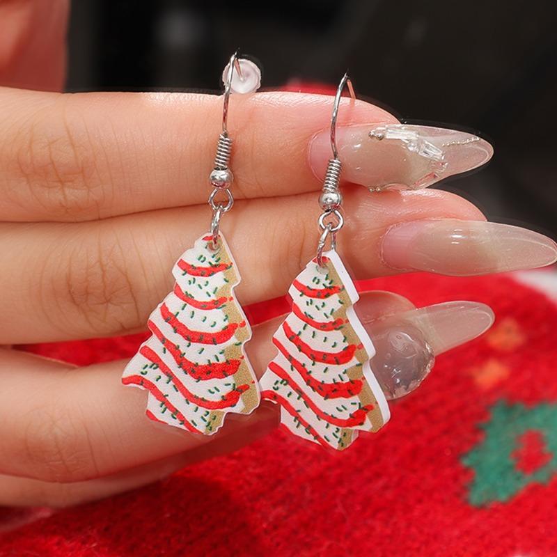 Christmas Tree Diamond Earring Women Sparkling Zircon Alloy Eardrop Girls Festival Party Lightweight Flash Sweet Dangle Earrings