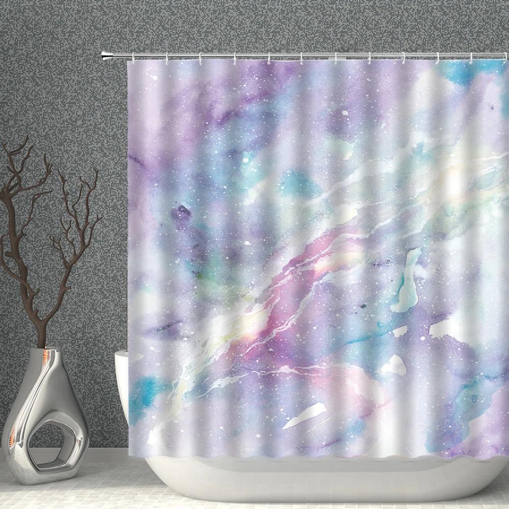 Geometric Marble Shower Curtain Bathroom Irregular Colorful Modern Family Bathroom Screen Bath Decor Backdrop Curtain Multi Size