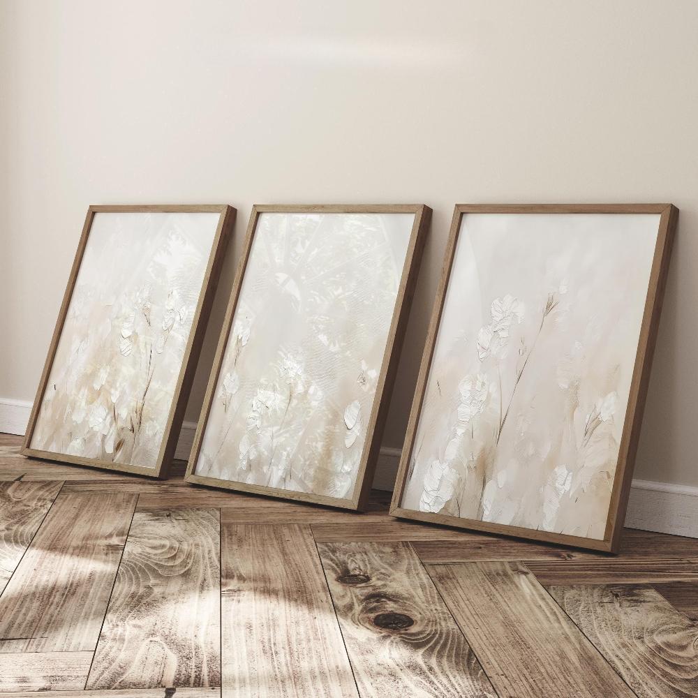 Stampe floreali astratte minimaliste color crema Bianco sporco Stampe per pareti del soggiorno Beige neutro Arte per camera da letto Decorazioni murali color crema tenui Regalo