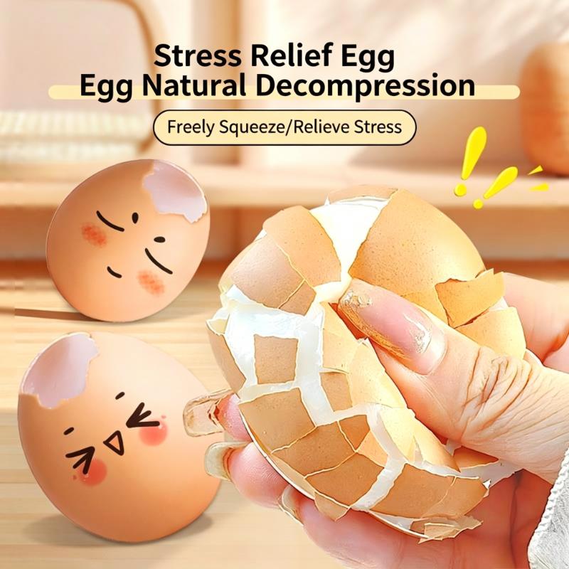 Realistic Silicone Egg Squeeze Toy Crack Egg Fidget Squishy Toy Soft Thick Sensory Stress Relief Anti-Anxiety Fidget Ball Toy