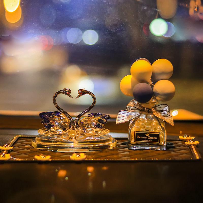 Crystal Swan Car Air Freshener - Deluxe Interior Ornament Set for Women