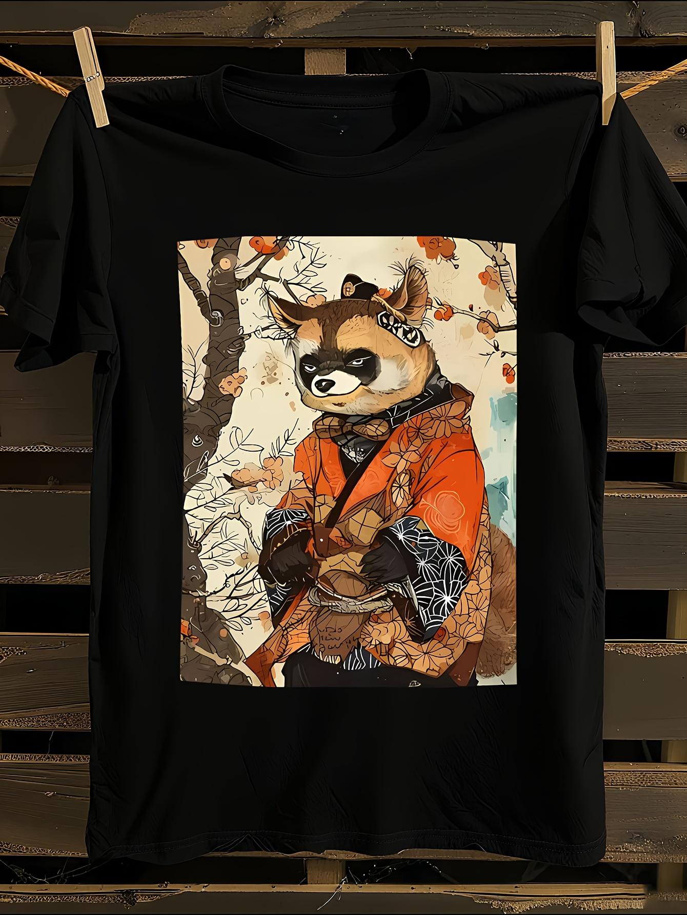 Japanese Tanuki Art Graphic Tshirt M
