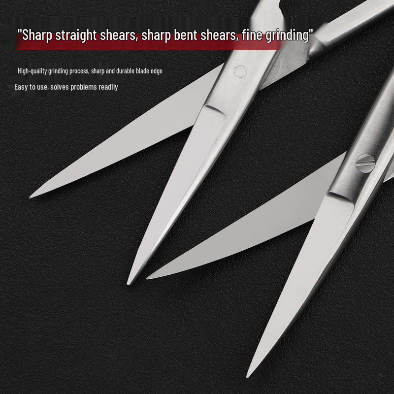 Stainless Steel Ophthalmic Surgical Scissors - Straight/Bent Tip, Sharp for Suture Removal