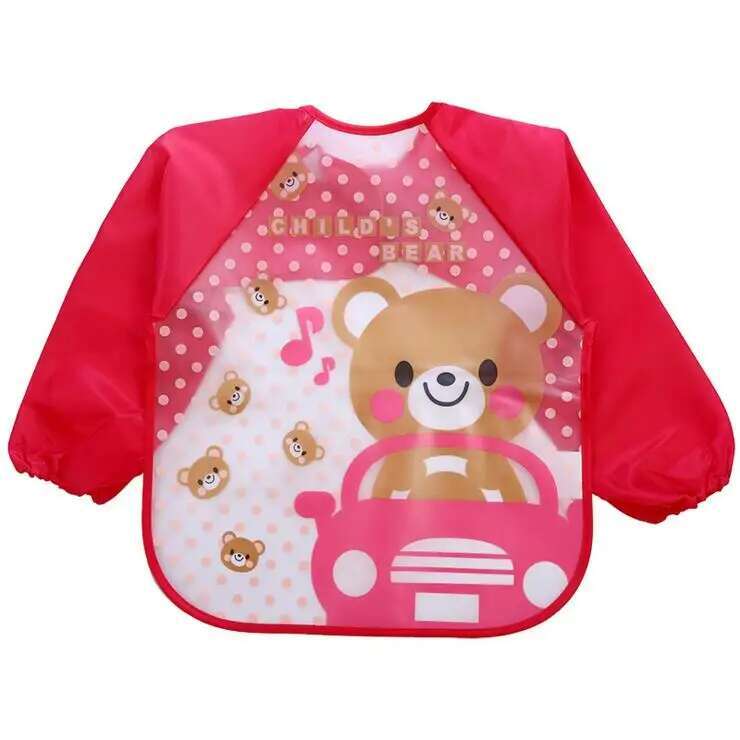 Baby Waterproof Bibs Apron Boys Girls Burp Cloth Toddler Child Newborn Feeding Painting Infant Long Sleeve Draw Animal Cartoon