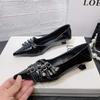 European and American style pointed head shallow mouth buckle thin belt kitten heel single shoes women's autumn 2025 shallow mouth low heel women's sh