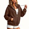 Women's Casual Loose Fit Hooded Zip-Up Sweatshirt