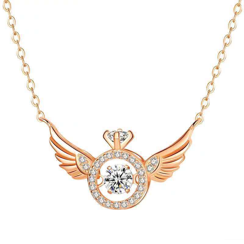 Angel's Wing Beating Heart Necklace – Light Luxury Women's Collarbone Pendant
