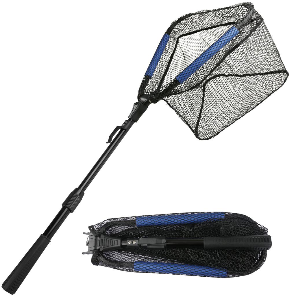 Telescopic Fishing Net with Blue Foam Rubber Coated  Foldable Collapsible Fish Landing Net for Saltwater Freshwater Fish Catch