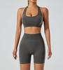 Yoga Outfit Women Seamless High Elastic Shorts Sports Bra Set With Moisture Wicking For Fitness And Running