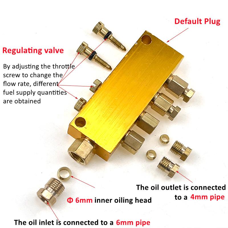Aluminum 2/3/4/5/6/7/8/10/11/12 Way Adjust Lube Oil Piston Distributor Value Manifold Block 6mm Inlet 4mm Outlet for Lubrication