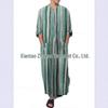 Men's Striped Muslim Long Robe Jumpsuit Tang Suit with Stand-up Collar
